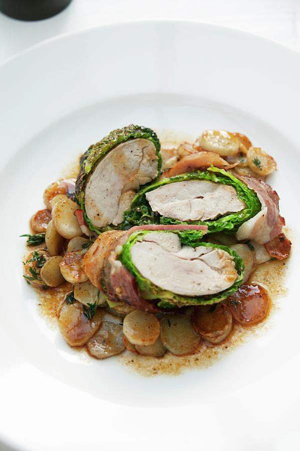 Pheasant Breast Wrapped In Savoy Cabbage And Bacon Photograph by Food Experts Group