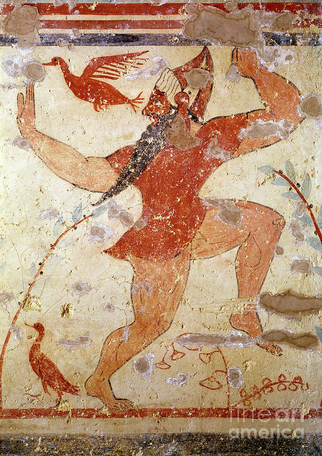 Bird Painting - Phersu Dancing, From The Tomb Of The Augurs, C.530-520 Bc by Etruscan
