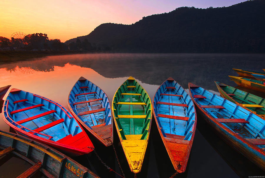 Phewan Boats At Sunrise Photograph by Edmund Khoo Photography