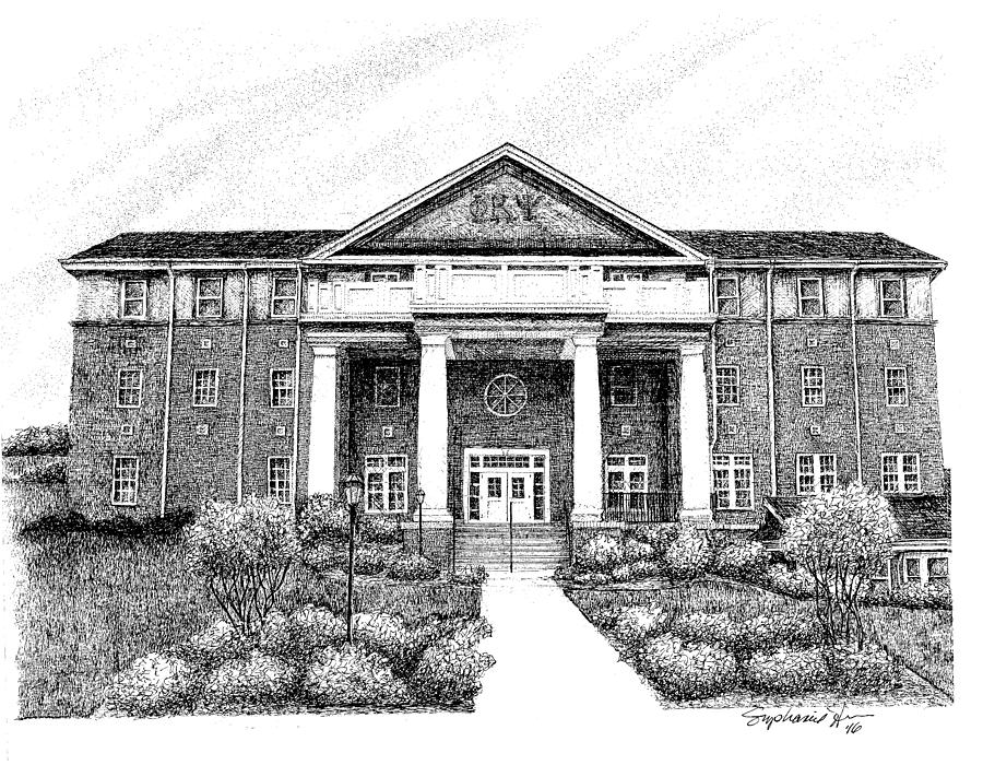 Purdue University Drawing - Phi Kappa Psi Fraternity House, Purdue University, West Lafayette, Indiana by Stephanie Huber