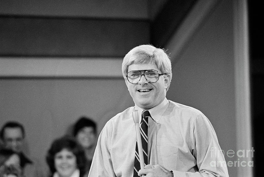 Phil Donahue Standing While Working Photograph by Bettmann Phil Donahue Standing While Working Photograph by Bettmann