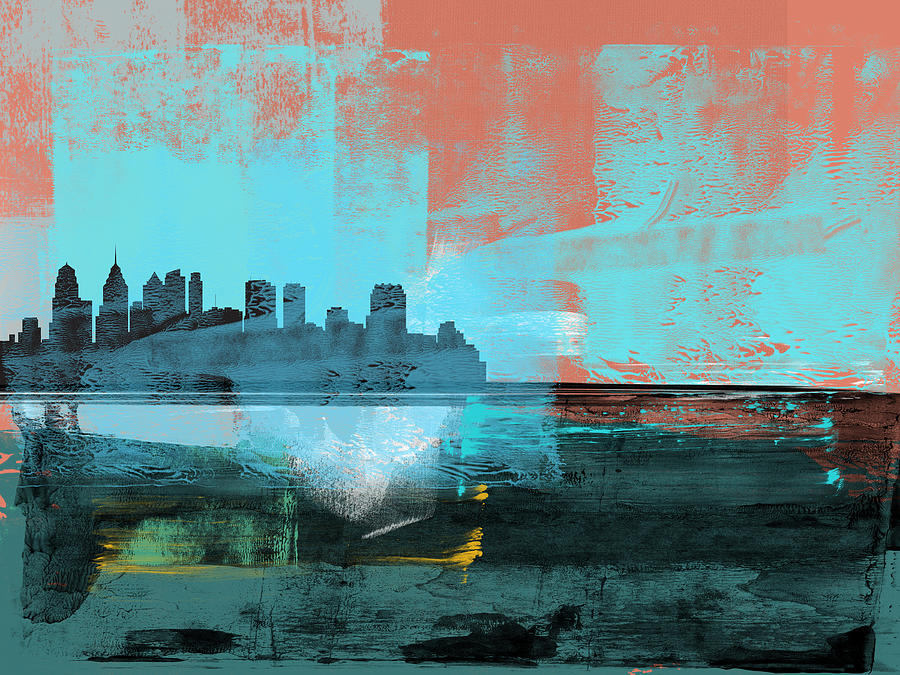 Philadelphia Mixed Media - Philadelphia Abstract Skyline I by Naxart Studio