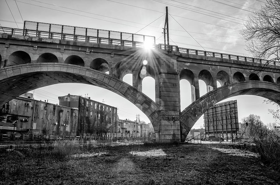 Philadelphia Black and White - Manayunk Bridge Photograph by Bill Cannon