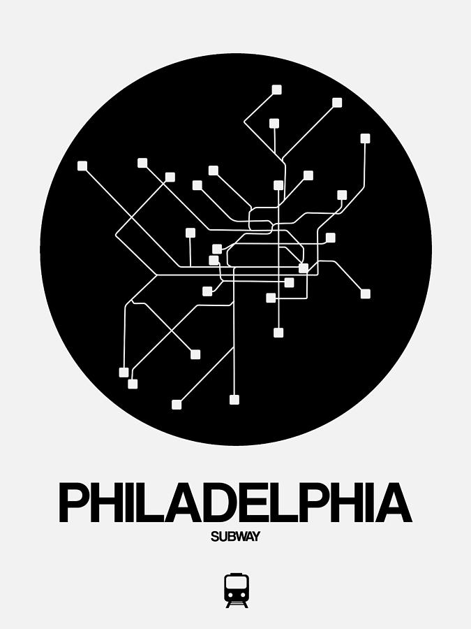 Philadelphia Black Subway Map Digital Art by Naxart Studio