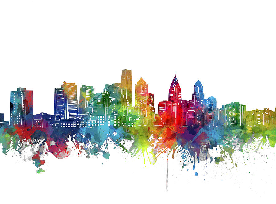Philadelphia City Skyline Watercolor Digital Art by Bekim M Fine Art