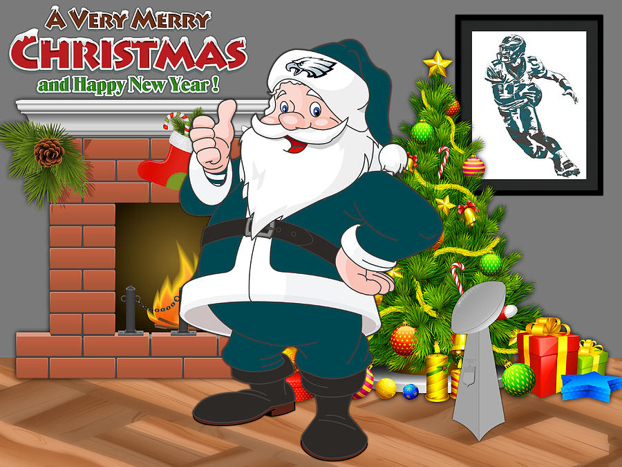Philadelphia Eagles Santa Claus 2 Mixed Media by Joe Hamilton - Fine Art  America
