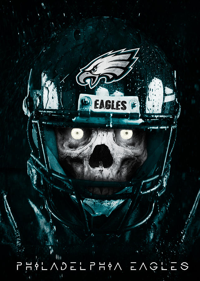 Philadelphia Eagles Die Hard Skull Art by William Ng