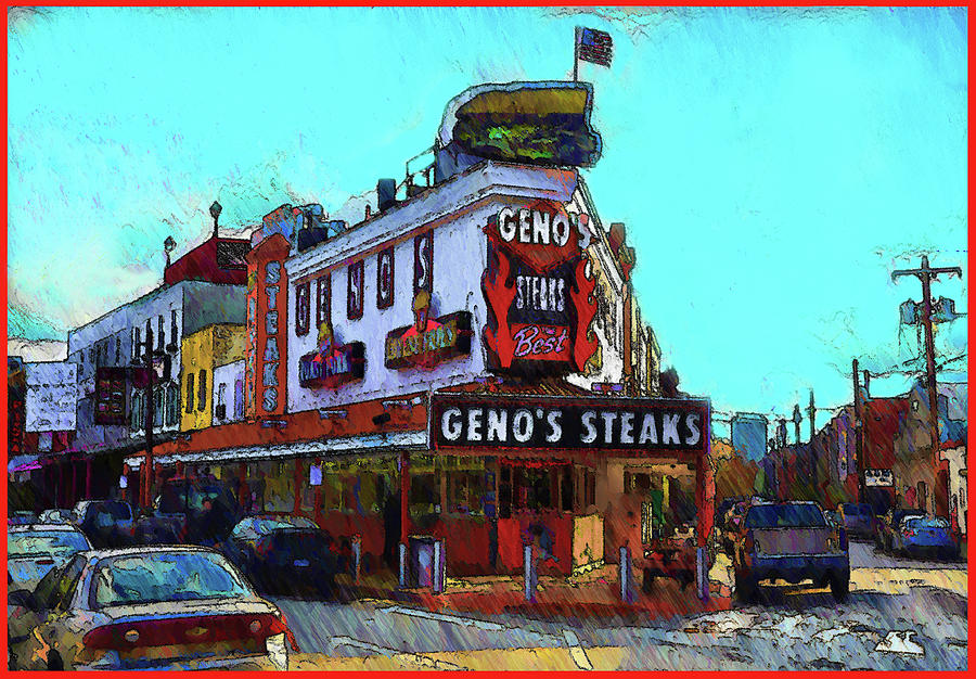 Philadelphia - Genos Steaks Best - Rendoring Digital Art by Bill Cannon
