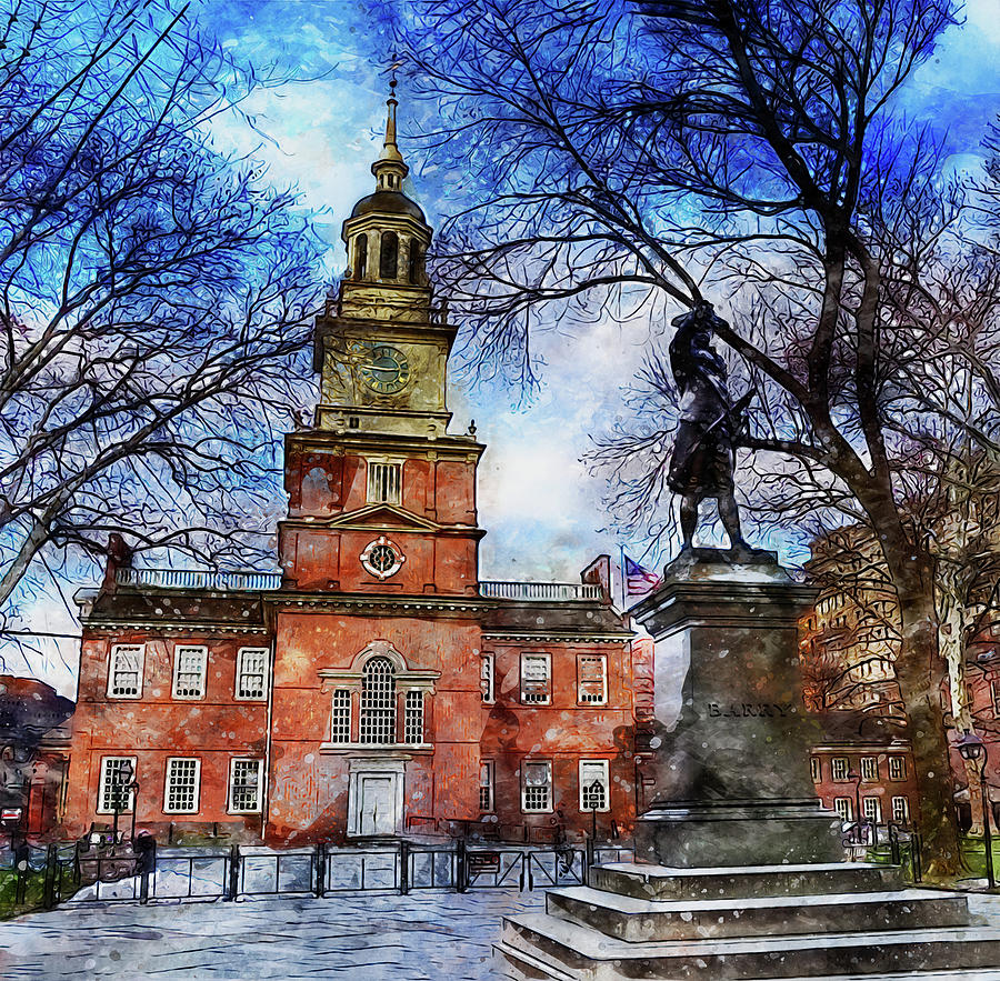 Philadelphia Independence Hall - 04 Painting by AM FineArtPrints
