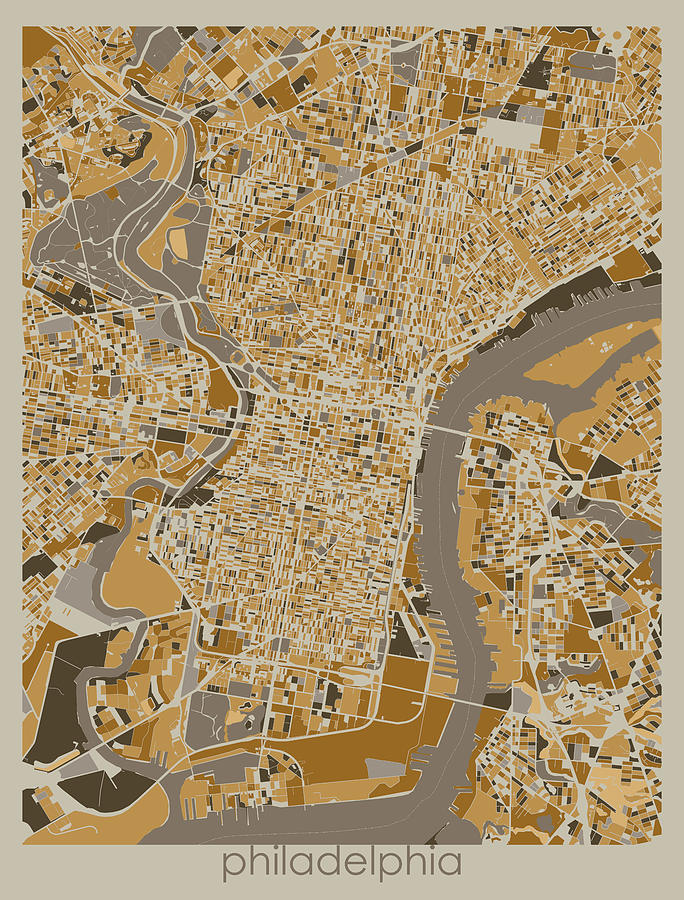 Philadelphia Digital Art - Philadelphia Map Retro 4 by Bekim M