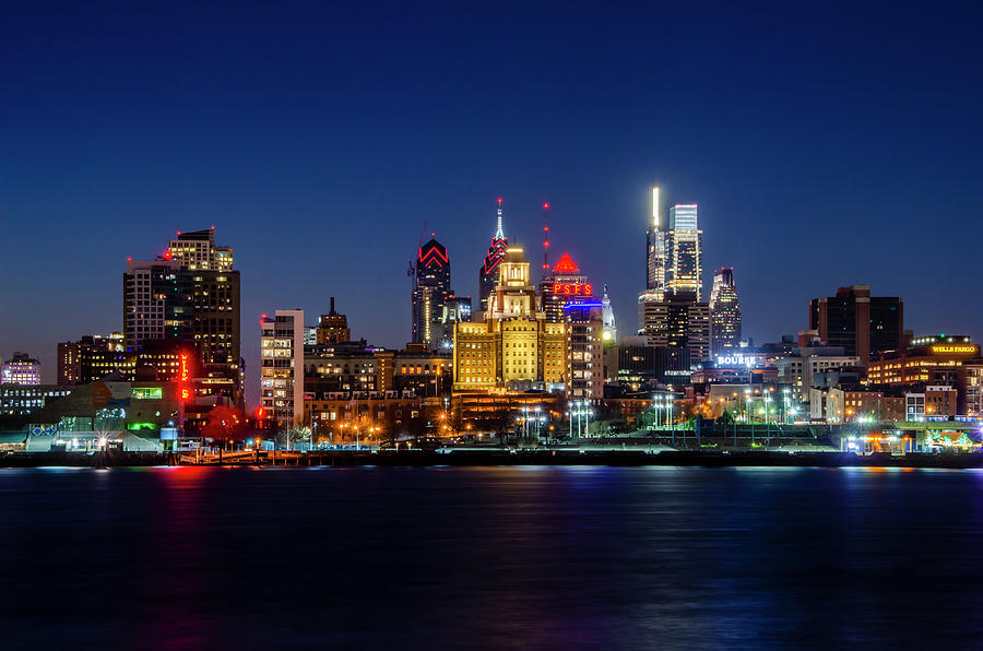 Philadelphia Night on the Waterfront Photograph by Bill Cannon