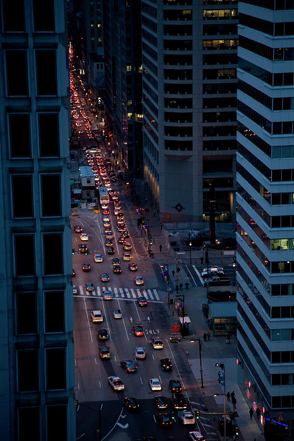 Philadelphia Night Street Traffic Photograph by Terryfic3d