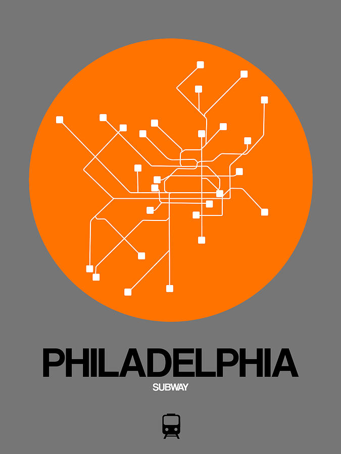 Philadelphia Digital Art - Philadelphia Orange Subway Map by Naxart Studio