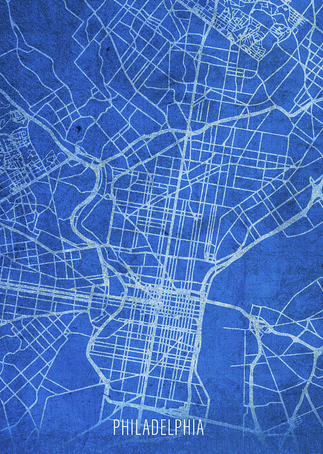 Philadelphia Mixed Media - Philadelphia Pennsylvania City Street Map Blueprints by Design Turnpike