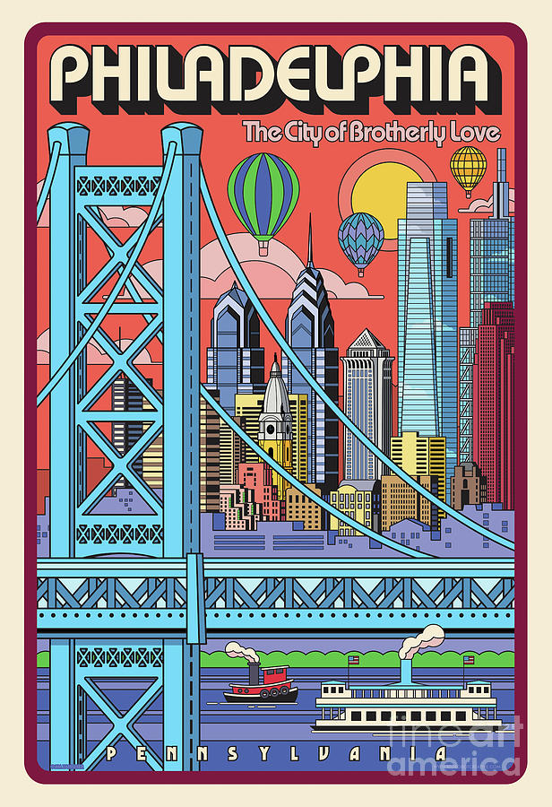 Philadelphia Digital Art - Philadelphia Poster - Pop Art - Travel by Jim Zahniser