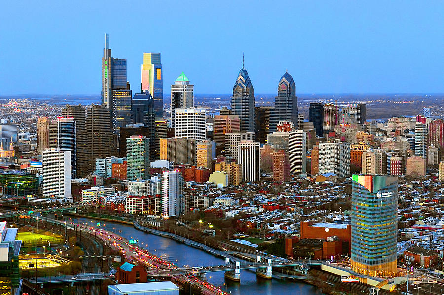 Philadelphia Photograph - Philadelphia Skyline at Dusk 2018 by Jon Holiday