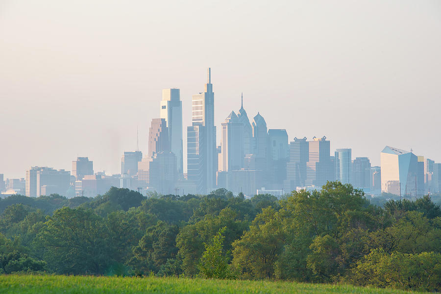 Philadelphia Skyline from on top of Georges Hill Photograph by Bill Cannon