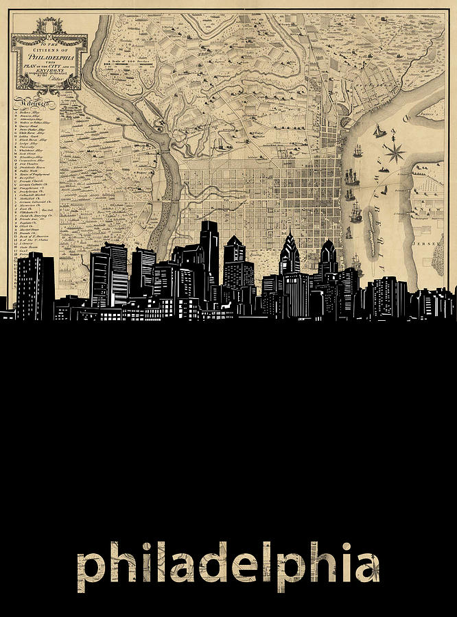 Philadelphia Skyline Map Digital Art by Bekim M