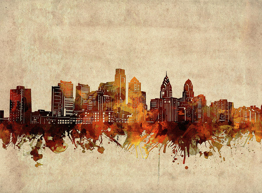 Philadelphia Skyline Sepia Digital Art