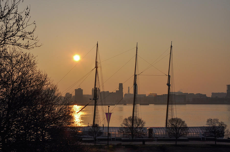 Philadelphia - Tall Ship Gazela at Penns Landing Sunrise Photograph by Bill Cannon