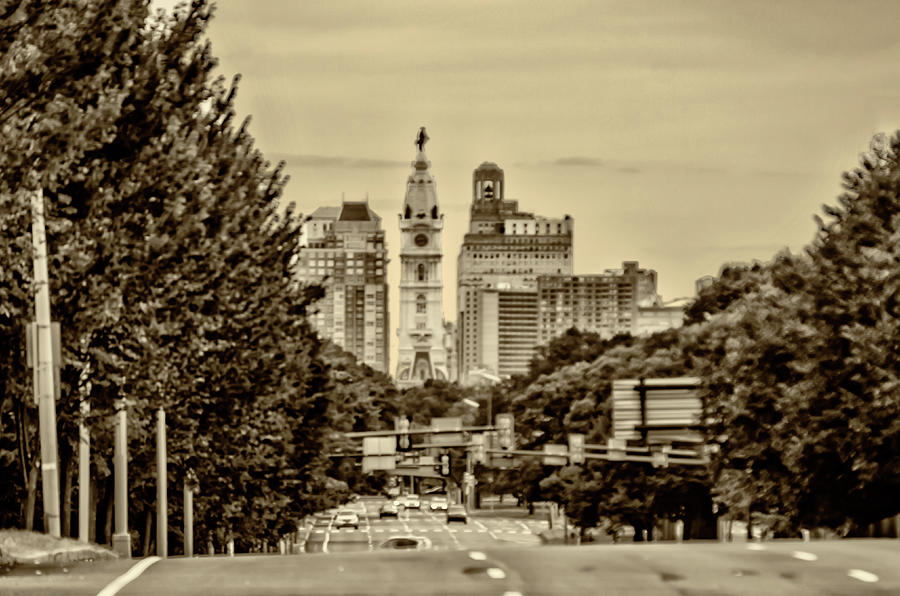 Philadelphia View From South Broad in Sepia Photograph by Bill Cannon