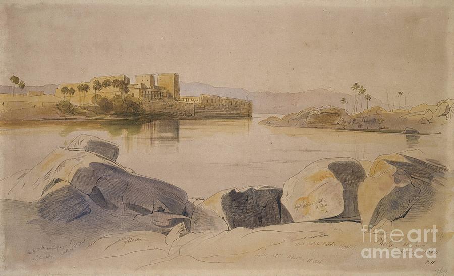 Philae, Egypt, 1854 Painting by Edward Lear