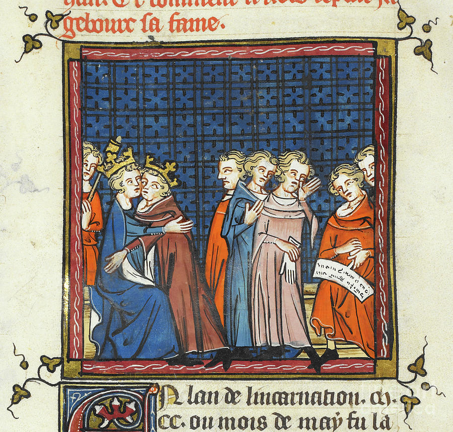 Philip Augustus And King John Of England Making Peace, 14th Century ...