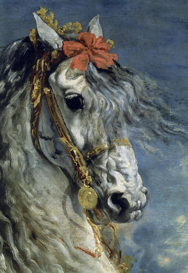 Philip III of Spain on Horseback -detail-, 1628-1635, Oil on canvas. Painting by Diego Velazquez -1599-1660-
