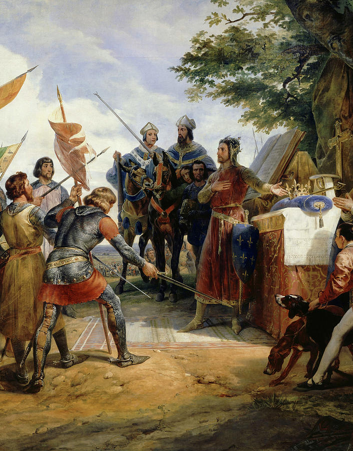 Philippe Auguste A La Bataille De Bouvines 1214 Painting By Emile Jean Horace Vernet