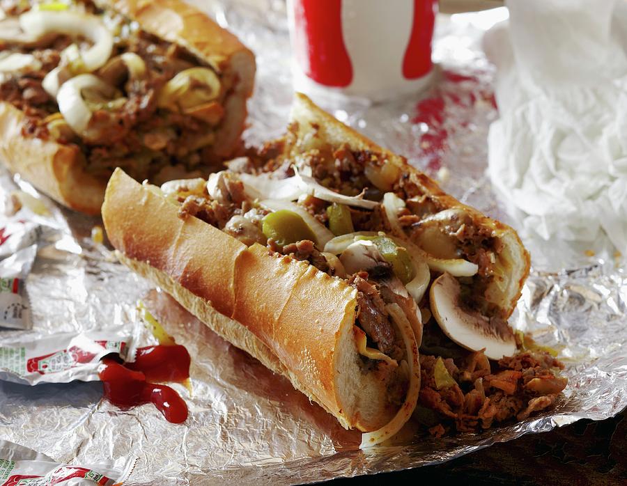 Bread Photograph - Philly Cheese Steak Sandwich by Edward Thomas
