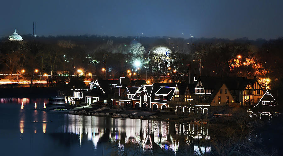 Philadelphia Photograph - Philly Lights - Boathouse Row by Bill Cannon