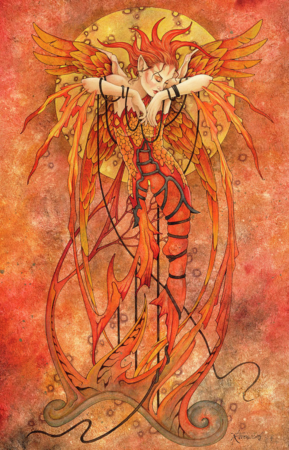 Fantasy Painting - Phoenix Rising by Linda Ravenscroft