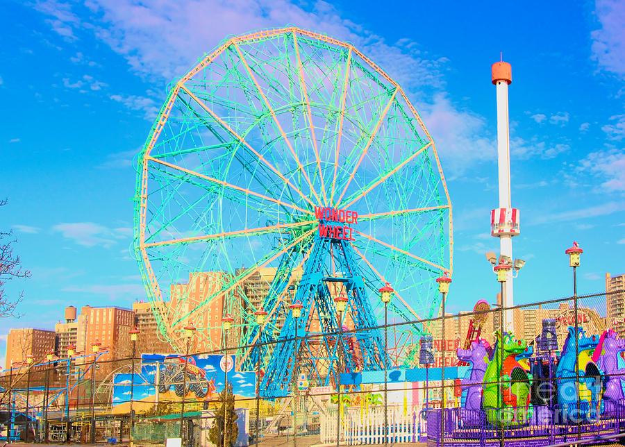 Ny Photograph - Photo Art Wonder Wheel Coney Island NY by Chuck Kuhn