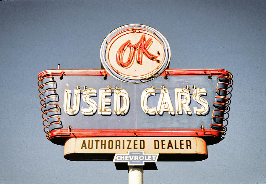 Photo Of A Vintage OK Used Cars Sign by Dusty Maps