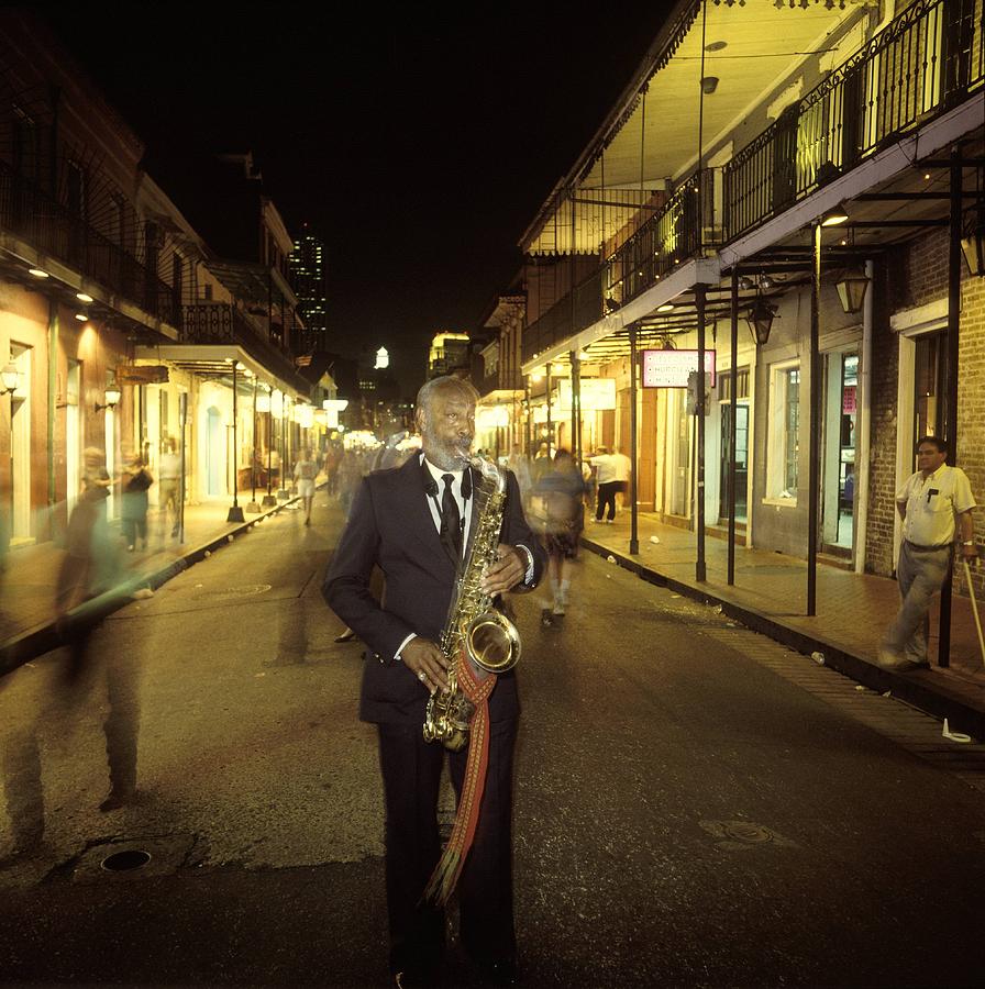 Photo Of Sax Player And New Orleans Photograph by David Redfern