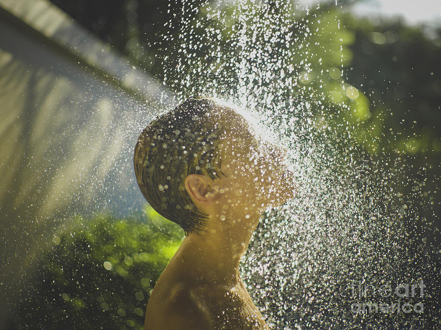 Harmony Photograph - Photo Of  Young Woman Enjoying Shower by Nadya Korobkova