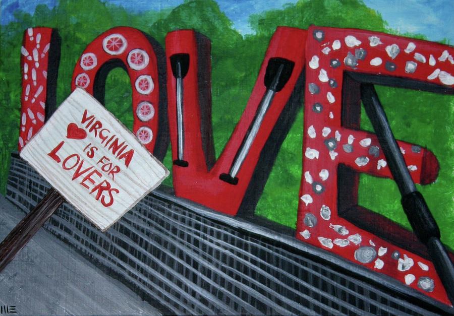Photobombed LOVE sign Selfie Painting by M E
