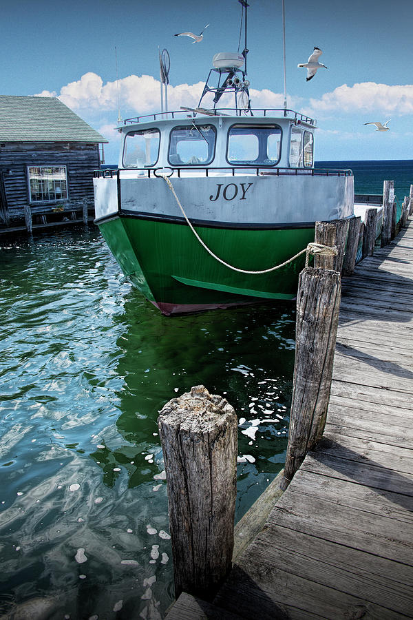 Photograph of the Boat Joy at Fishtown in Leland Michigan Photograph by Randall Nyhof
