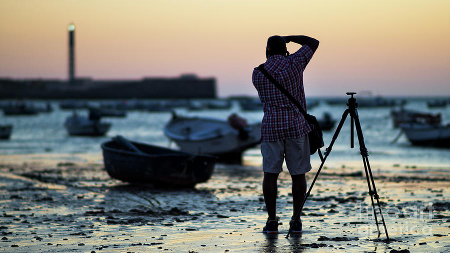 Photographer At La Caleta Beach Cadiz Spain Photograph