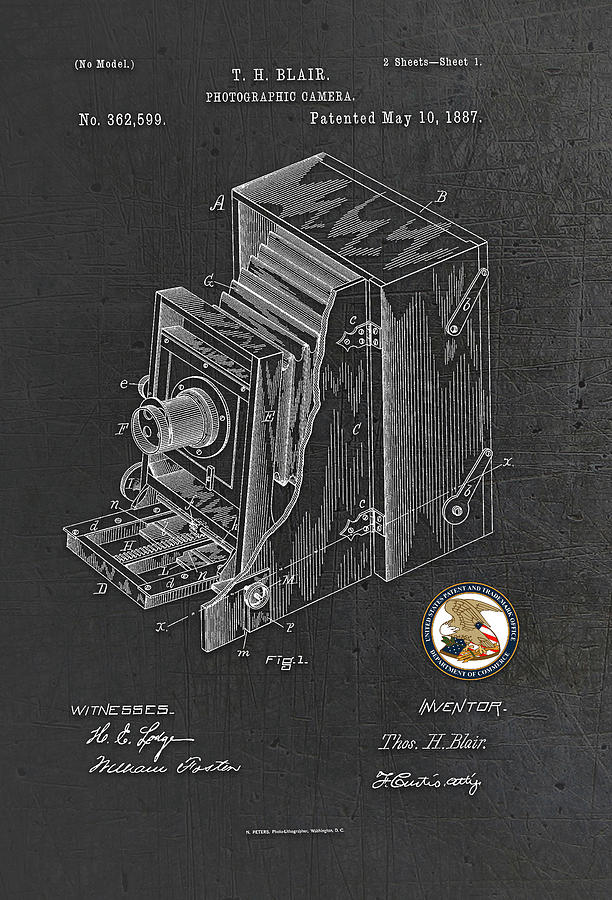 Photographic Camera Patent Drawing Photograph by Carlos Diaz