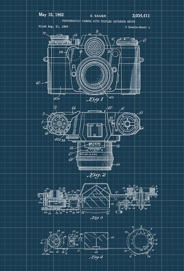 Photographic Camera With Meter Patent Drawing Photograph by Carlos Diaz