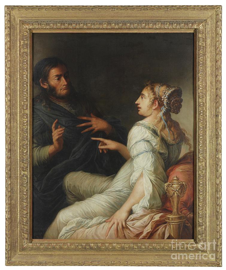 Phryne And Xenocrates Painting by Salvator Rosa
