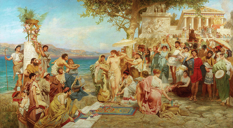 Greek Painting - Phryne at the Festival of Poseidon in Eleusis by Henryk Siemiradzki