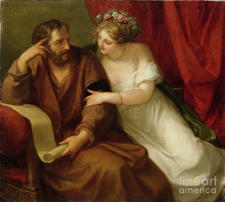 Phryne Seducing The Philosopher Xenokrates, 1794 Painting by Angelica ...