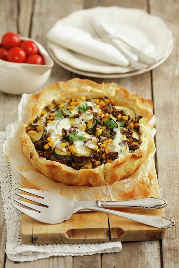 Phyllo Tart With Beef, Zucchini And Corn Photograph by Castilho, Rua