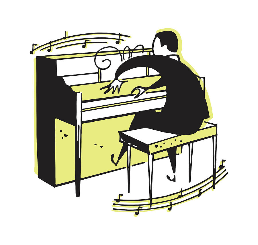 Music Drawing - Pianist Playing by CSA Images