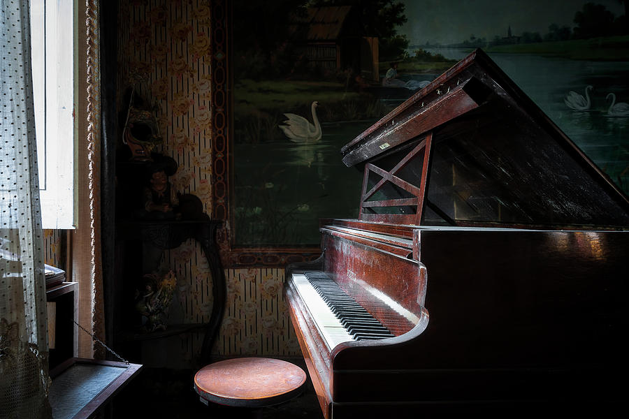 Piano in the Dark Photograph by Roman Robroek