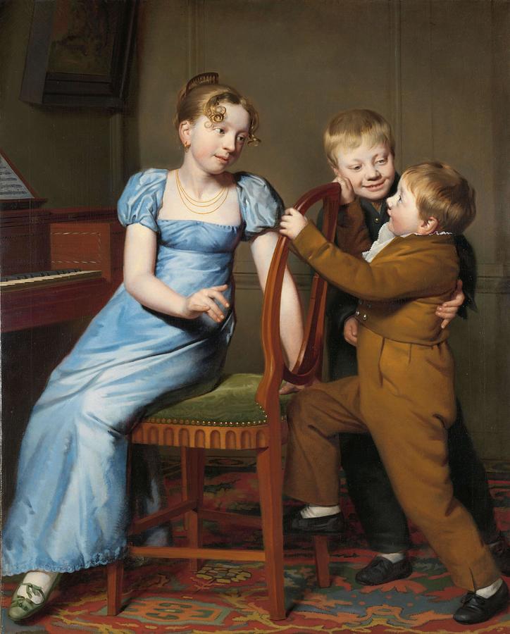 Piano Practice Interrupted. Painting by Willem Bartel van der Kooi -1768-1836-
