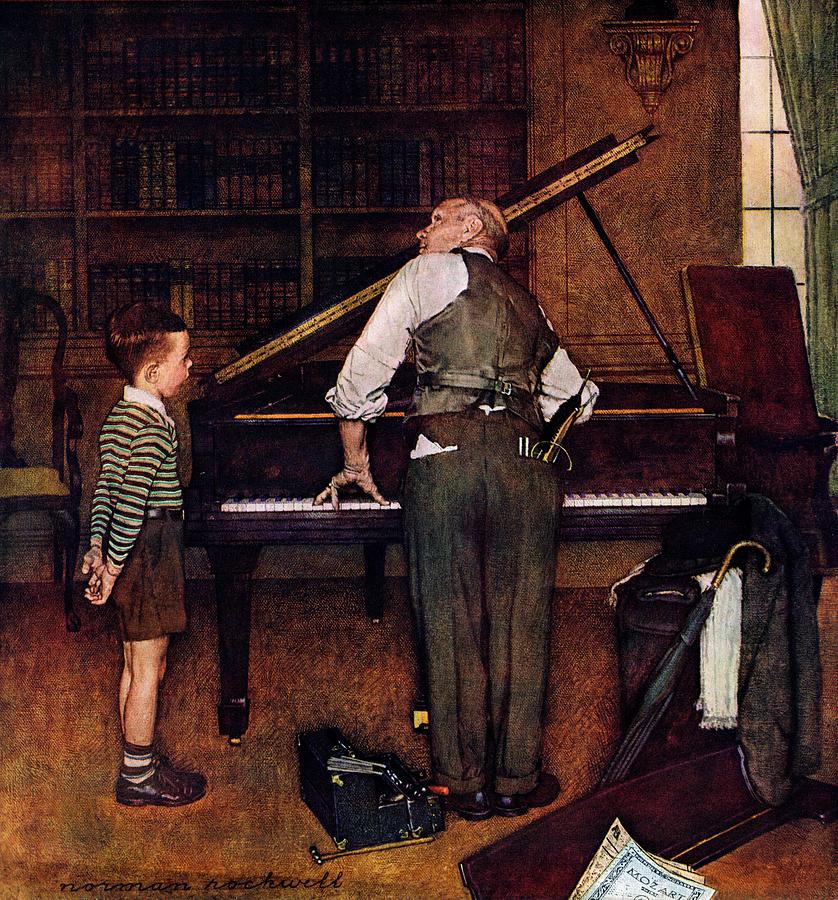 piano Tuner Painting by Norman Rockwell