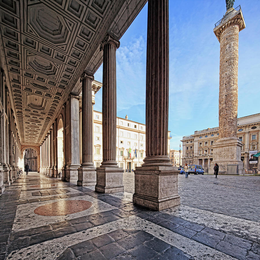Piazza Colonna & Column, Rome, Italy Digital Art by Maurizio Rellini